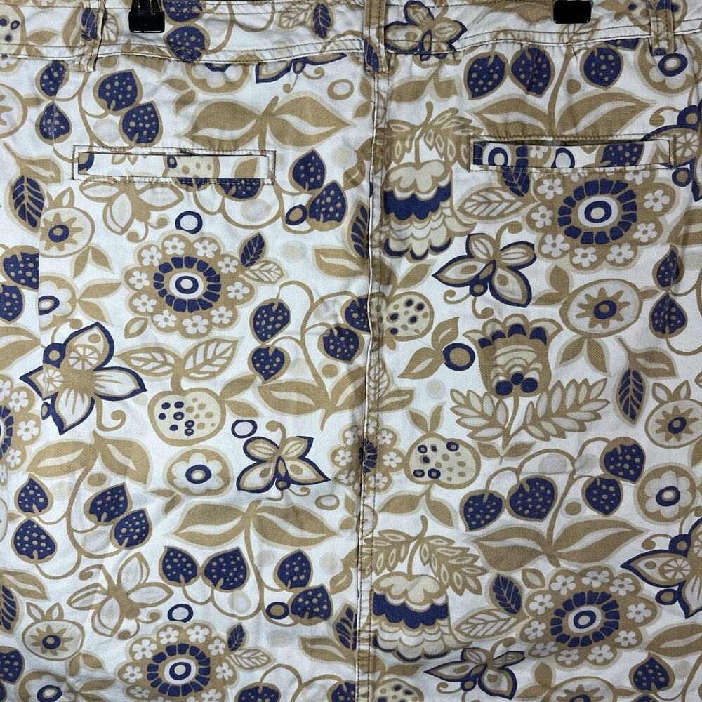 BODEN Floral Print 100% Cotton Straight Mini Skirt Pockets 14 Ivory - Picture 6 of 8
